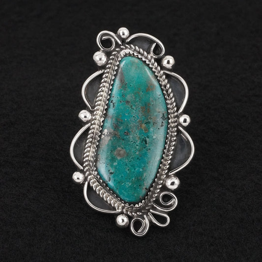Leslie Nez Turquoise & Sterling Silver Ring Size 9