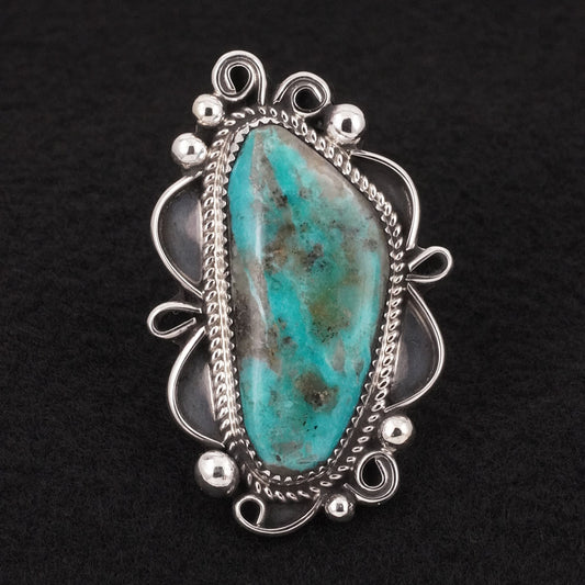 Leslie Nez Turquoise & Sterling Silver Ring Size 9