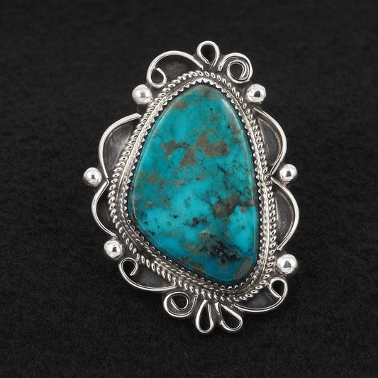 Leslie Nez Turquoise & Sterling Silver Ring Size 9