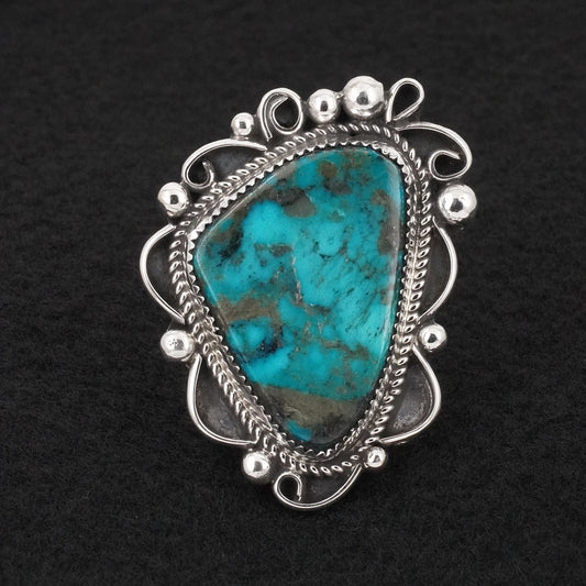 Leslie Nez Turquoise & Sterling Silver Ring Size 9