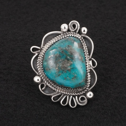 Leslie Nez Turquoise & Sterling Silver Ring Size 9