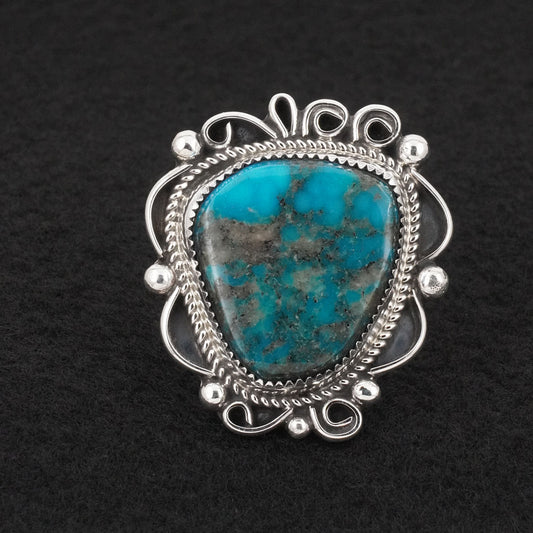Leslie Nez Turquoise & Sterling Silver Ring Size 8.5