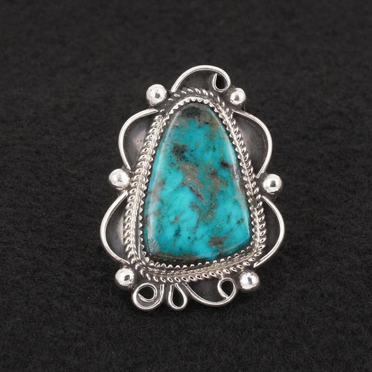 Leslie Nez Turquoise & Sterling Silver Ring Size 9