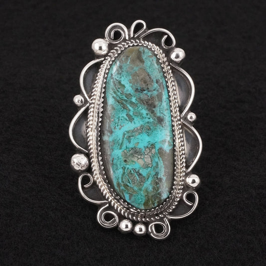 Leslie Nez Turquoise & Sterling Silver Ring Size 8.5