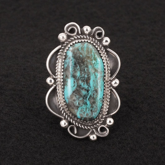 Leslie Nez Turquoise & Sterling Silver Ring Size 9