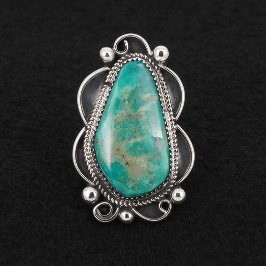 Leslie Nez Turquoise & Sterling Silver Ring Size 8.5