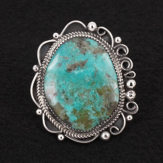 Leslie Nez Turquoise & Sterling Silver Ring Size 8.5