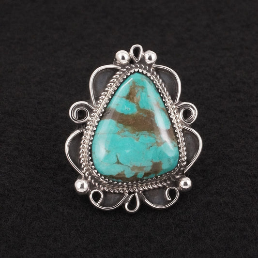 Leslie Nez Turquoise & Sterling Silver Ring Size 9