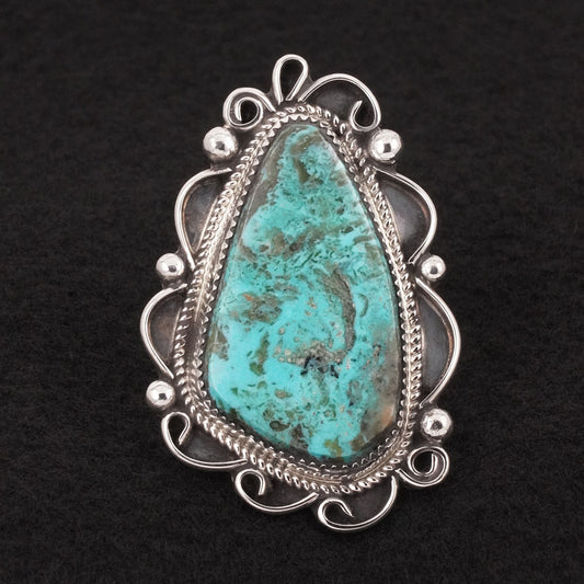 Leslie Nez Turquoise & Sterling Silver Ring Size 8.5