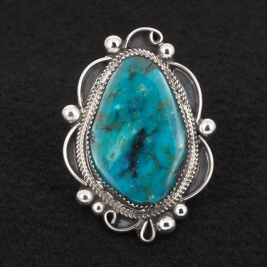 Leslie Nez Turquoise & Sterling Silver Ring Size 8.5
