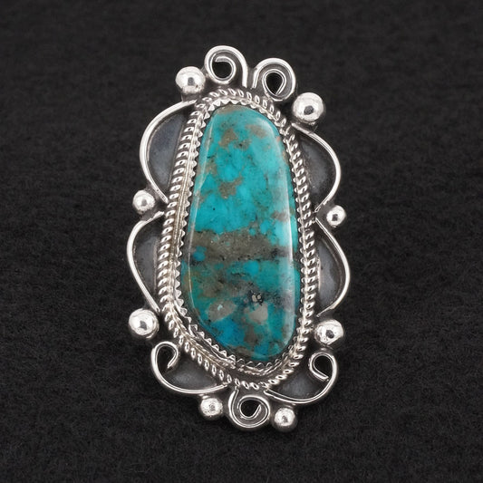 Leslie Nez Turquoise & Sterling Silver Ring Size 8.5