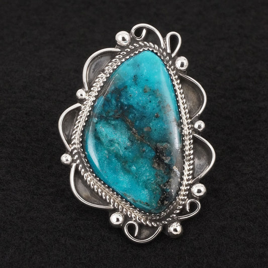 Leslie Nez Turquoise & Sterling Silver Ring Size 8.5