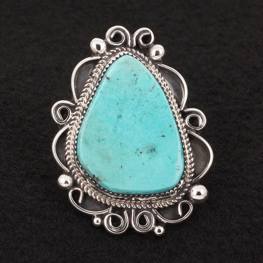 Leslie Nez Turquoise & Sterling Silver Ring Size 9.5