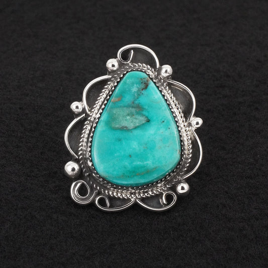 Leslie Nez Turquoise & Sterling Silver Ring Size 9