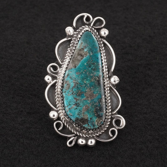Leslie Nez Turquoise & Sterling Silver Ring Size 10