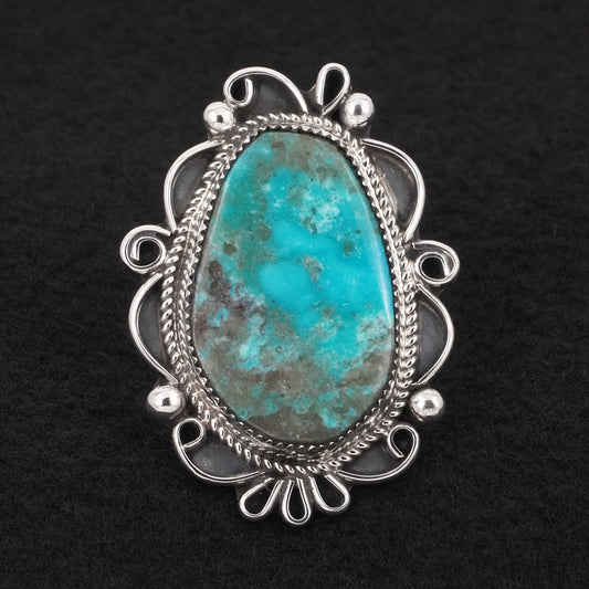 Leslie Nez Turquoise & Sterling Silver Ring Size 9.5