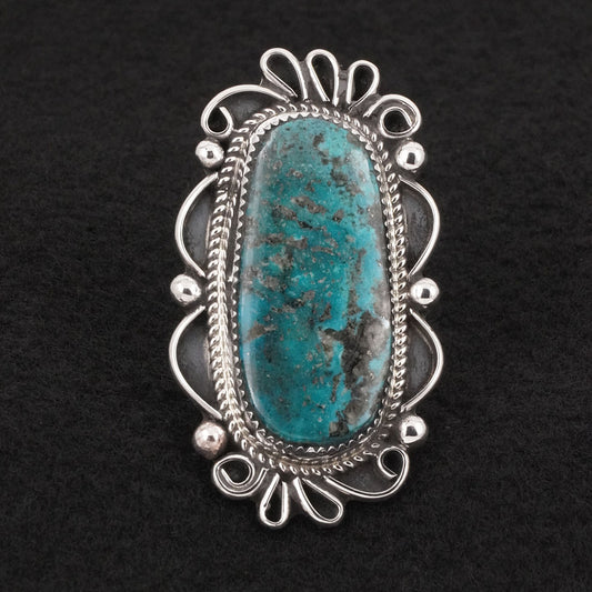 Leslie Nez Turquoise & Sterling Silver Ring Size 8.5