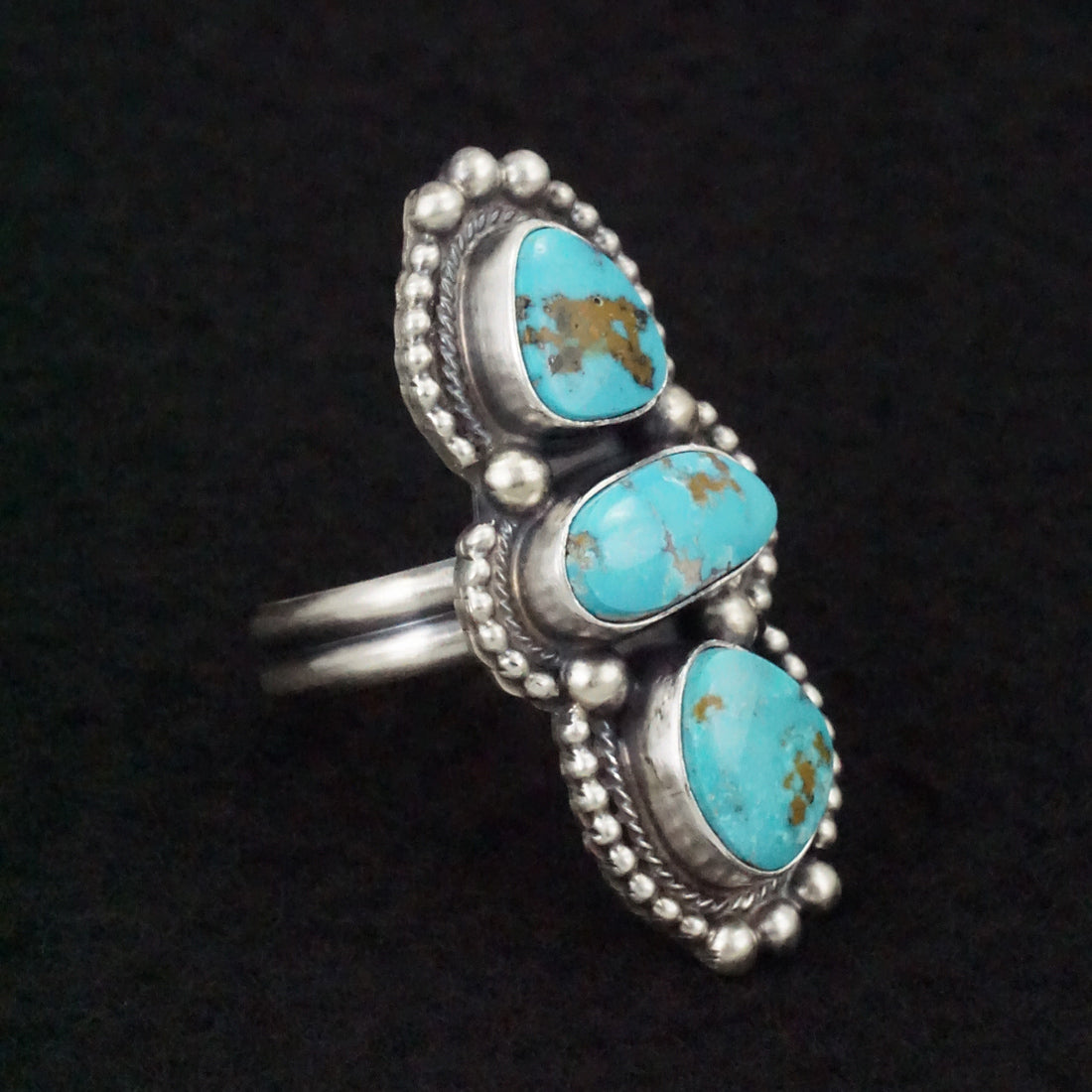 Kathleen Livingston Turquoise & Sterling Silver Ring Size Adjustable