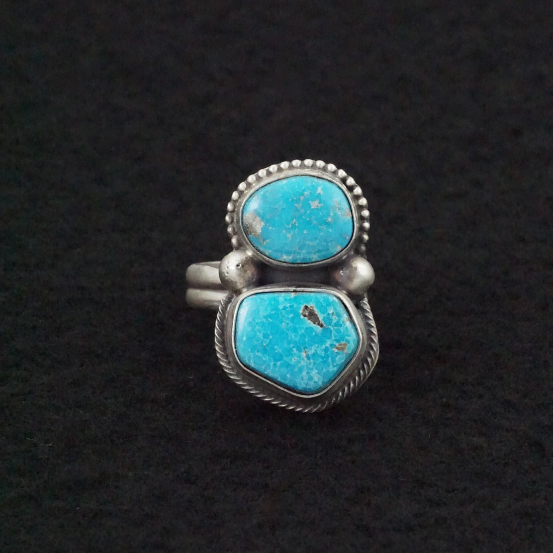 Kathleen Livingston Turquoise & Sterling Silver Ring Size Adjustable