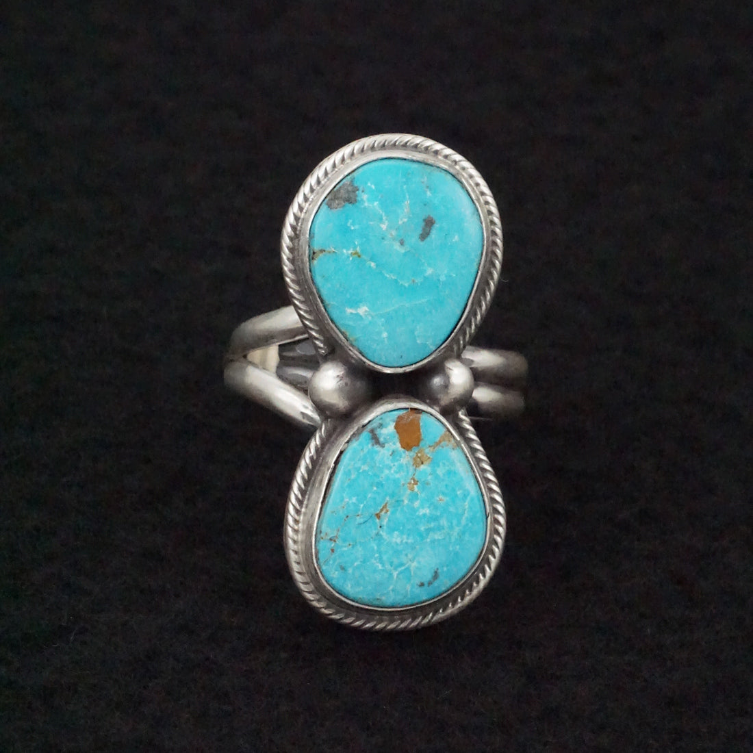 Kathleen Livingston Turquoise & Sterling Silver Ring Size Adjustable