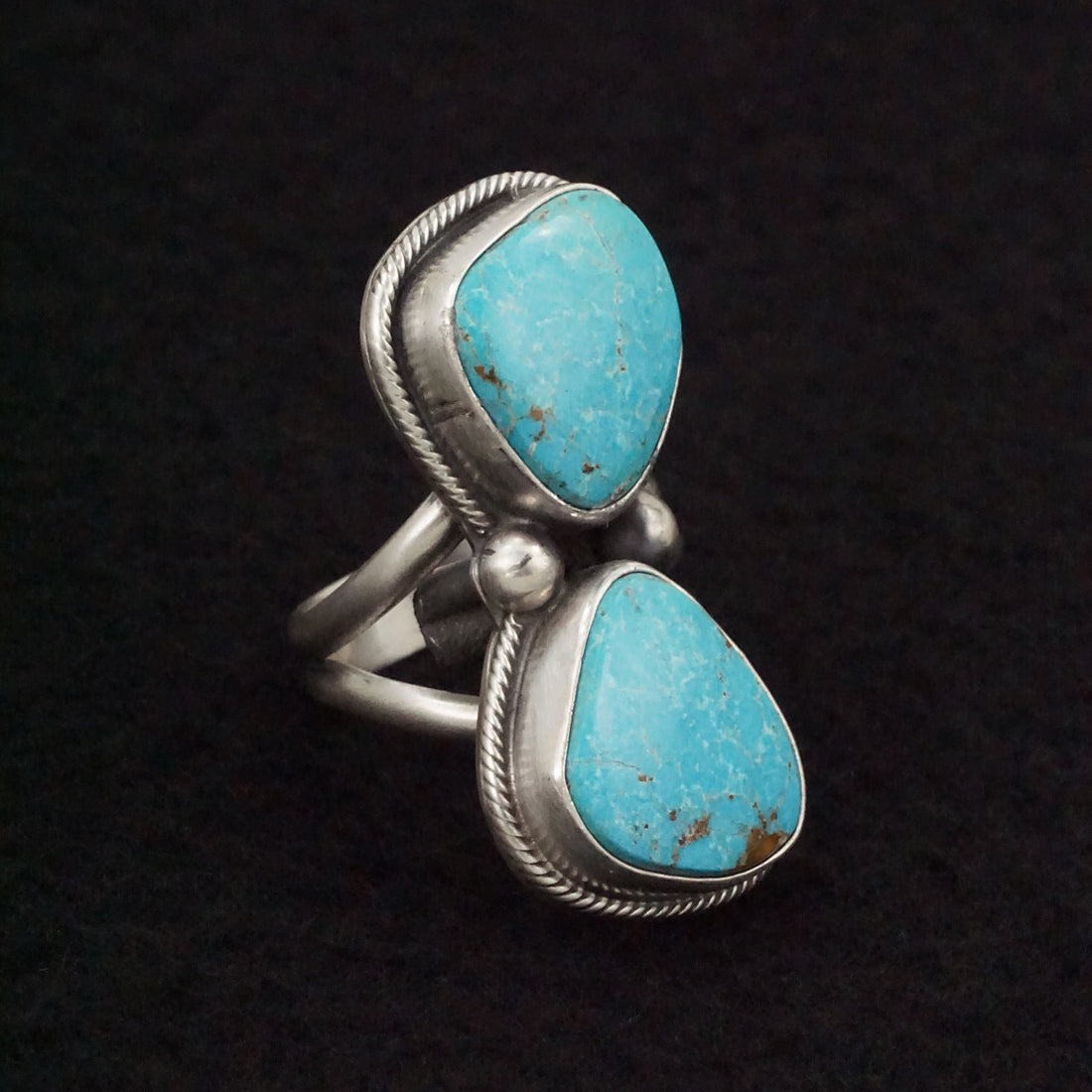 Kathleen Livingston Turquoise & Sterling Silver Ring Size Adjustable