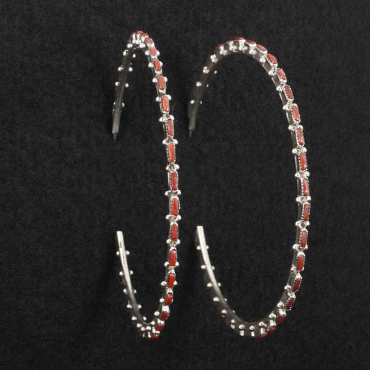 Aurelia Hughte Coral & Sterling Silver Hoop Earrings