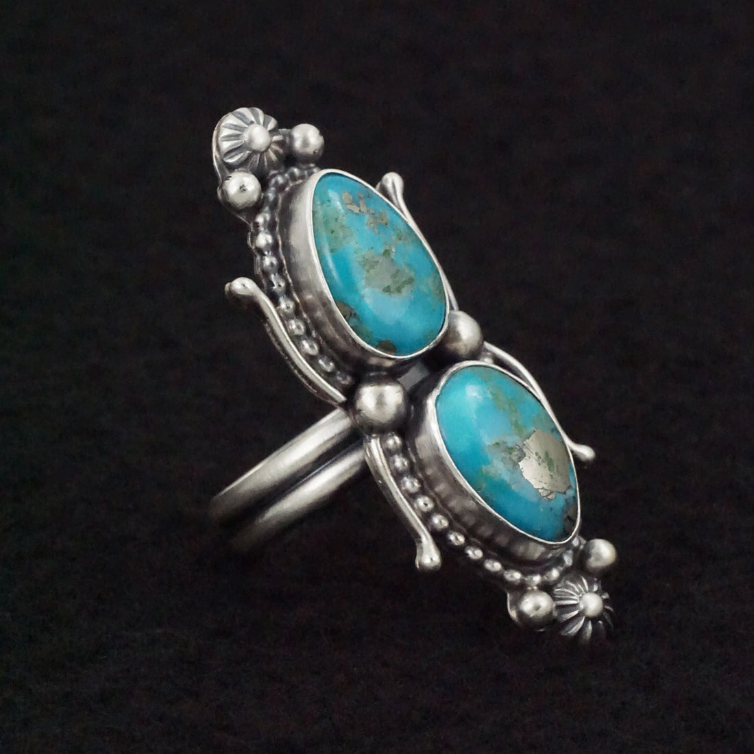 Kathleen Livingston Turquoise & Sterling Silver Ring Size Adjustable