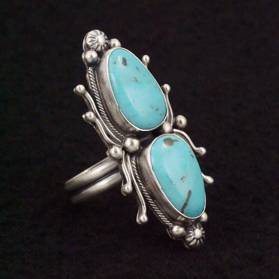 Kathleen Livingston Turquoise & Sterling Silver Ring Size Adjustable