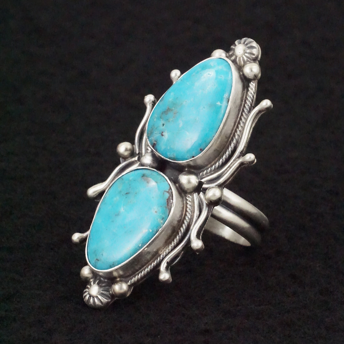 Kathleen Livingston Turquoise & Sterling Silver Ring Size Adjustable