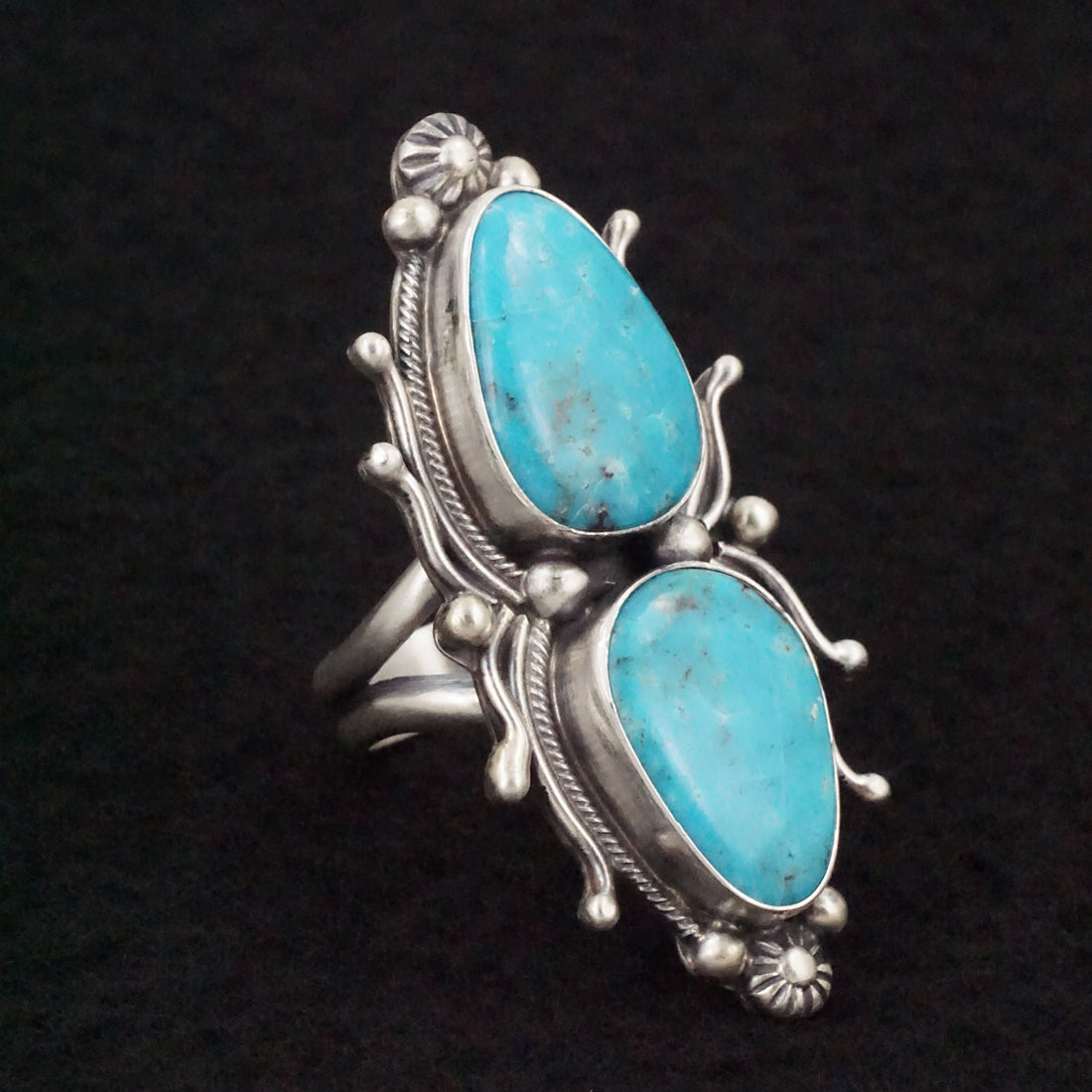 Kathleen Livingston Turquoise & Sterling Silver Ring Size Adjustable