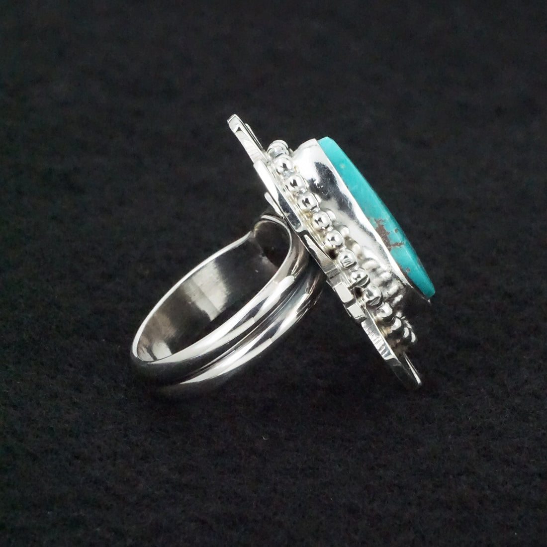 Randy Billy Turquoise & Sterling Silver Ring Size Adjustable