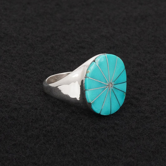 Johnson Laweka Turquoise & Sterling Silver Ring Size 11
