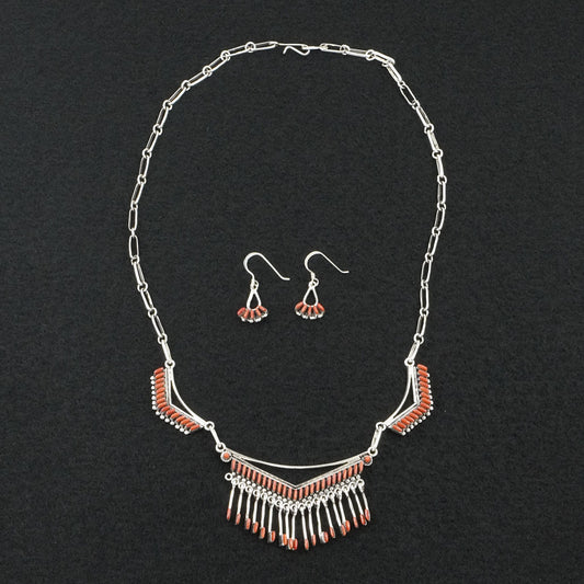Mildred Ukestine Coral & Sterling Silver Necklace Set