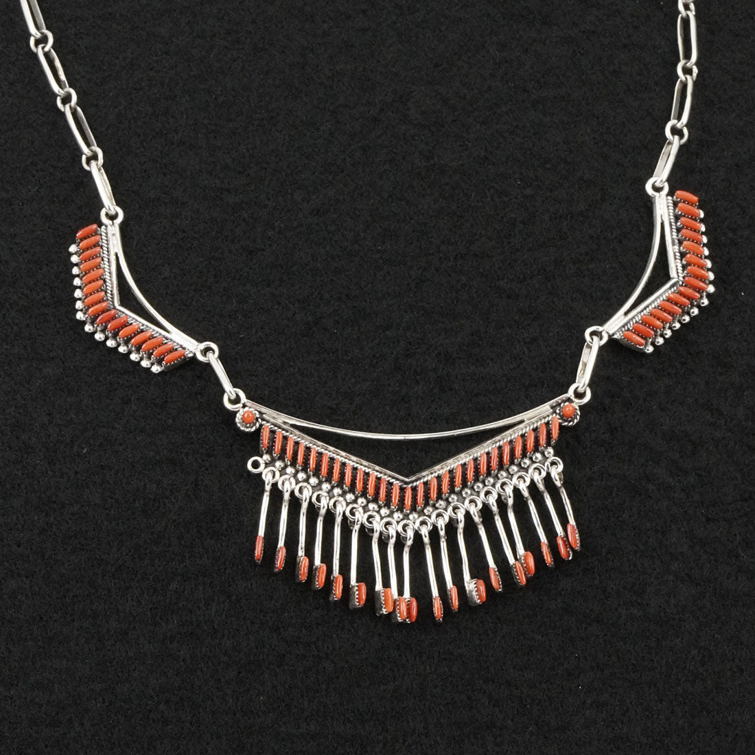 Mildred Ukestine Coral & Sterling Silver Necklace Set
