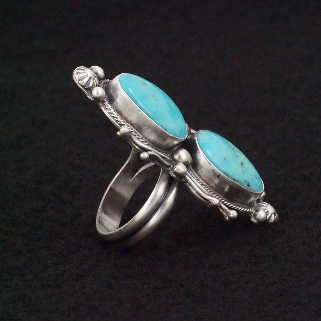 Kathleen Livingston Turquoise & Sterling Silver Ring Size Adjustable