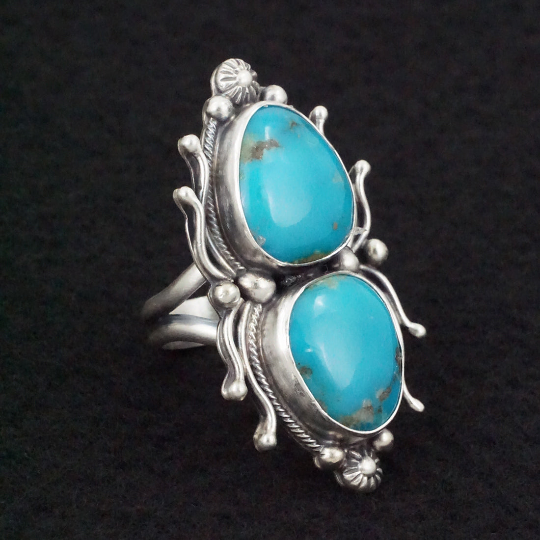 Kathleen Livingston Turquoise & Sterling Silver Ring Size Adjustable