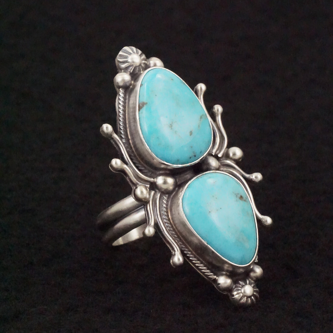 Kathleen Livingston Turquoise & Sterling Silver Ring Size Adjustable