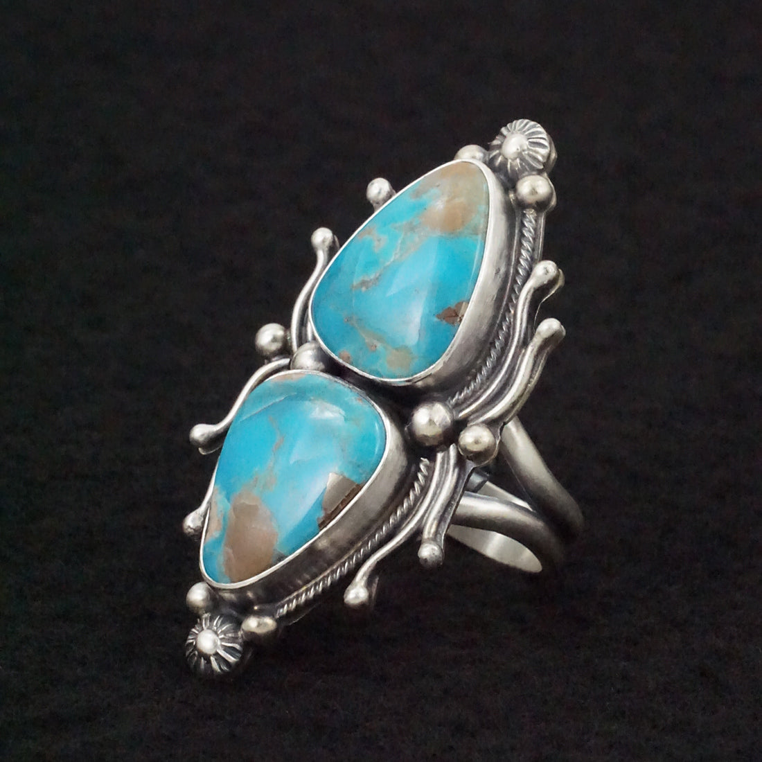 Kathleen Livingston Turquoise & Sterling Silver Ring Size Adjustable