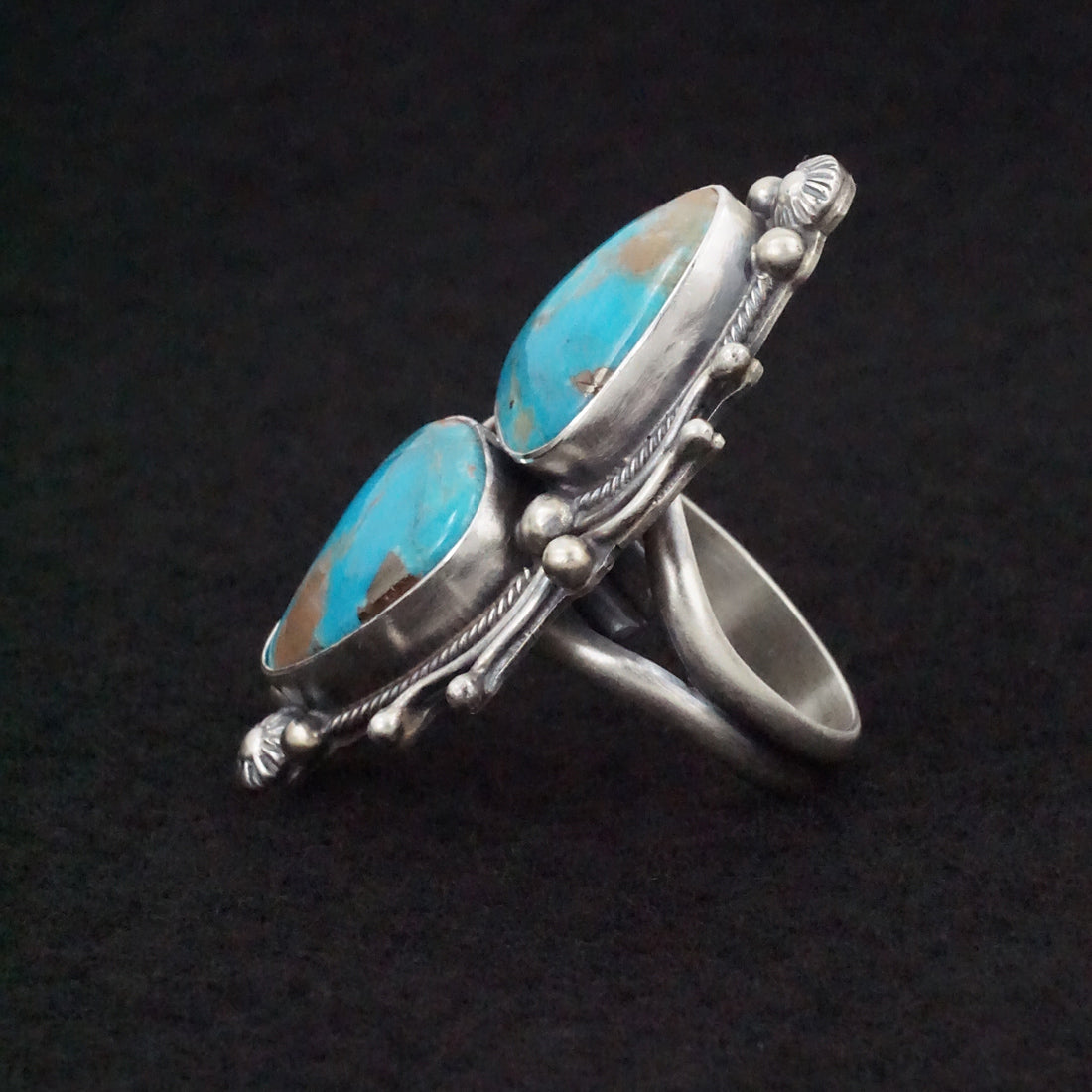 Kathleen Livingston Turquoise & Sterling Silver Ring Size Adjustable