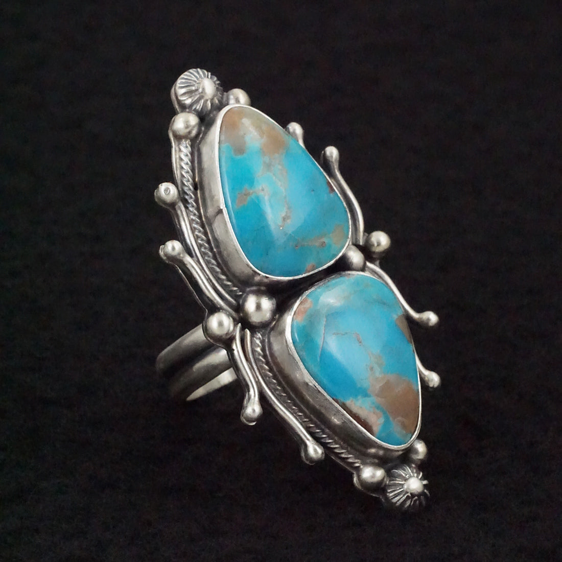 Kathleen Livingston Turquoise & Sterling Silver Ring Size Adjustable