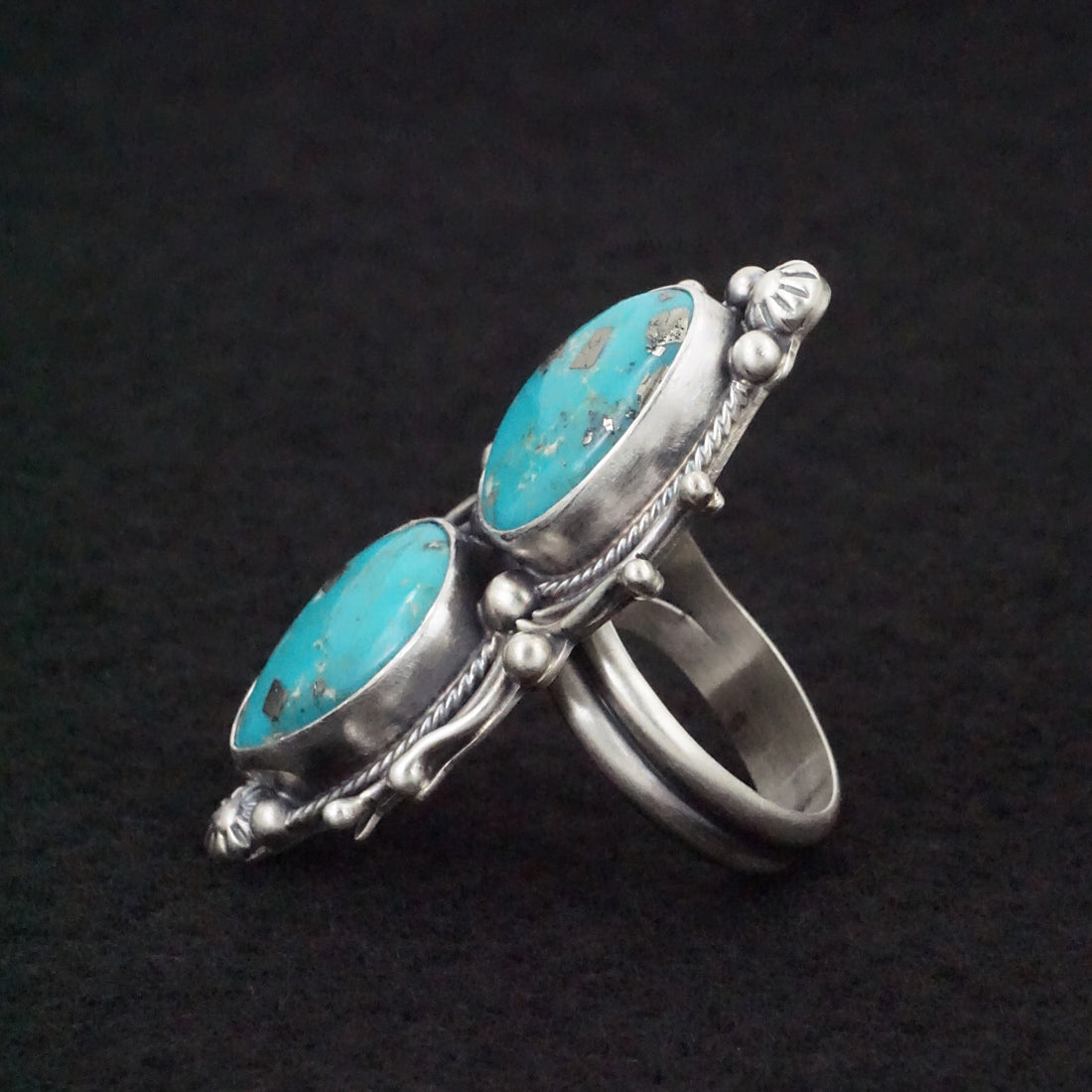 Kathleen Livingston Turquoise & Sterling Silver Ring Size Adjustable