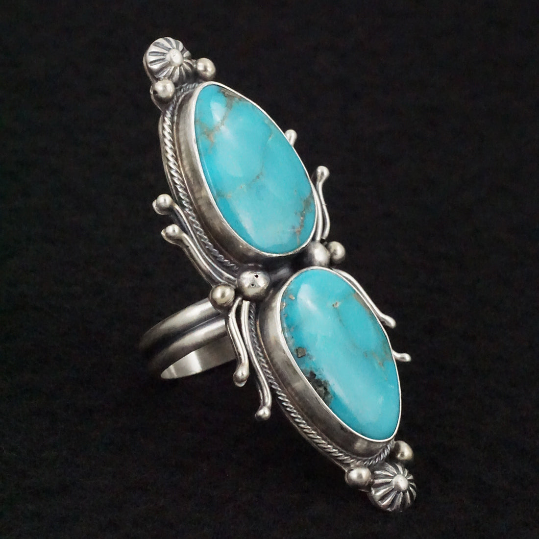 Kathleen Livingston Turquoise & Sterling Silver Ring Size Adjustable