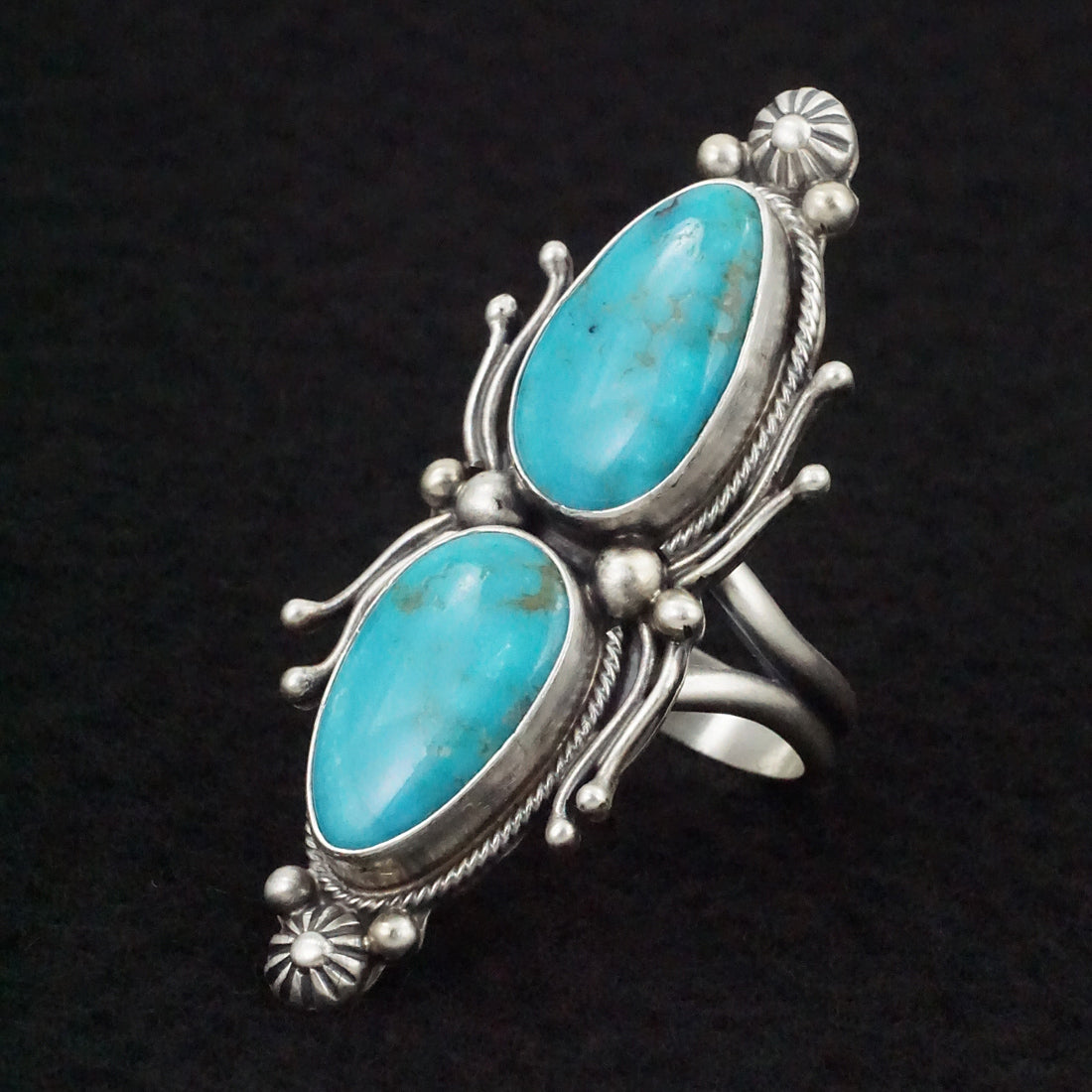 Kathleen Livingston Turquoise & Sterling Silver Ring Size Adjustable