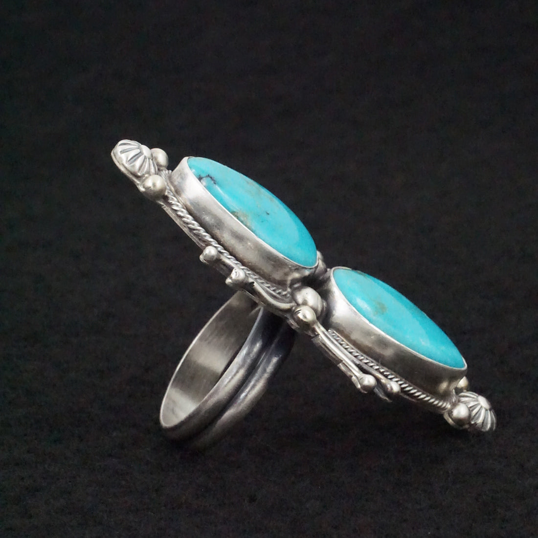 Kathleen Livingston Turquoise & Sterling Silver Ring Size Adjustable