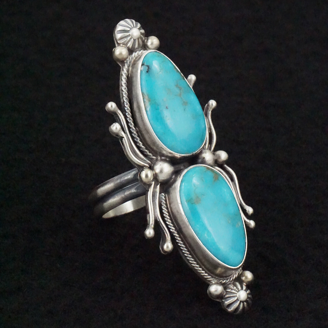 Kathleen Livingston Turquoise & Sterling Silver Ring Size Adjustable