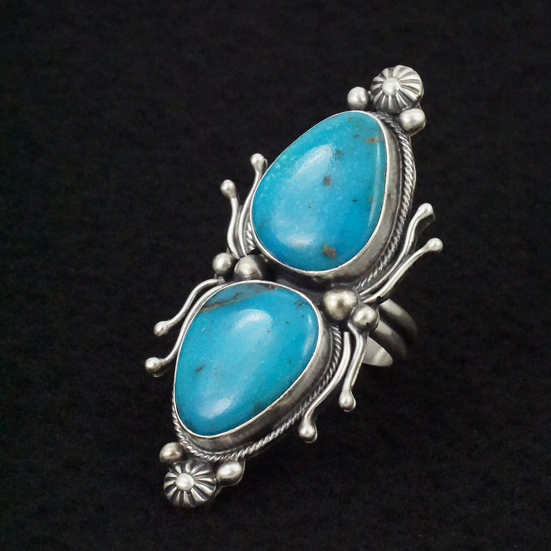 Kathleen Livingston Turquoise & Sterling Silver Ring Size Adjustable