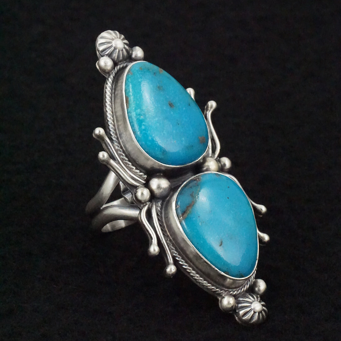 Kathleen Livingston Turquoise & Sterling Silver Ring Size Adjustable