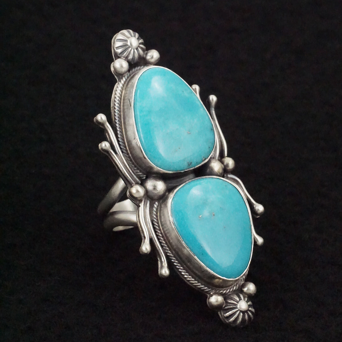 Kathleen Livingston Turquoise & Sterling Silver Ring Size Adjustable