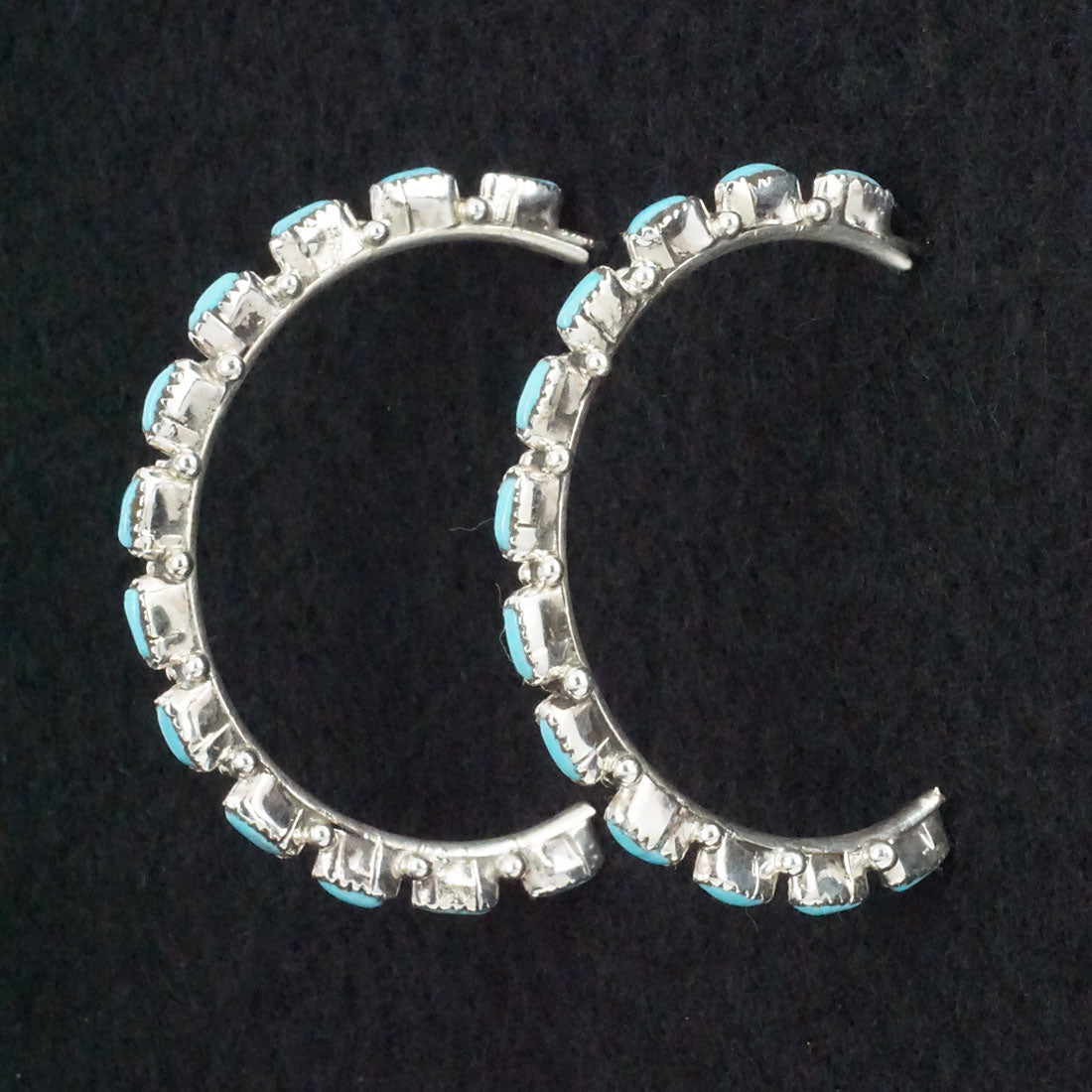 Aurelia Hughte Turquoise & Sterling Silver Hoop Earrings