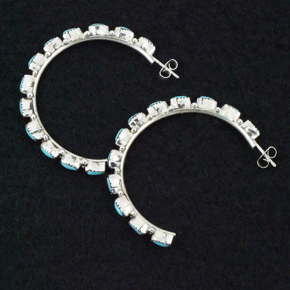 Aurelia Hughte Turquoise & Sterling Silver Hoop Earrings